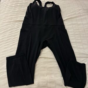 Athleta Salutation Jumpsuit Black Sleeveless One Piece Bodysuit